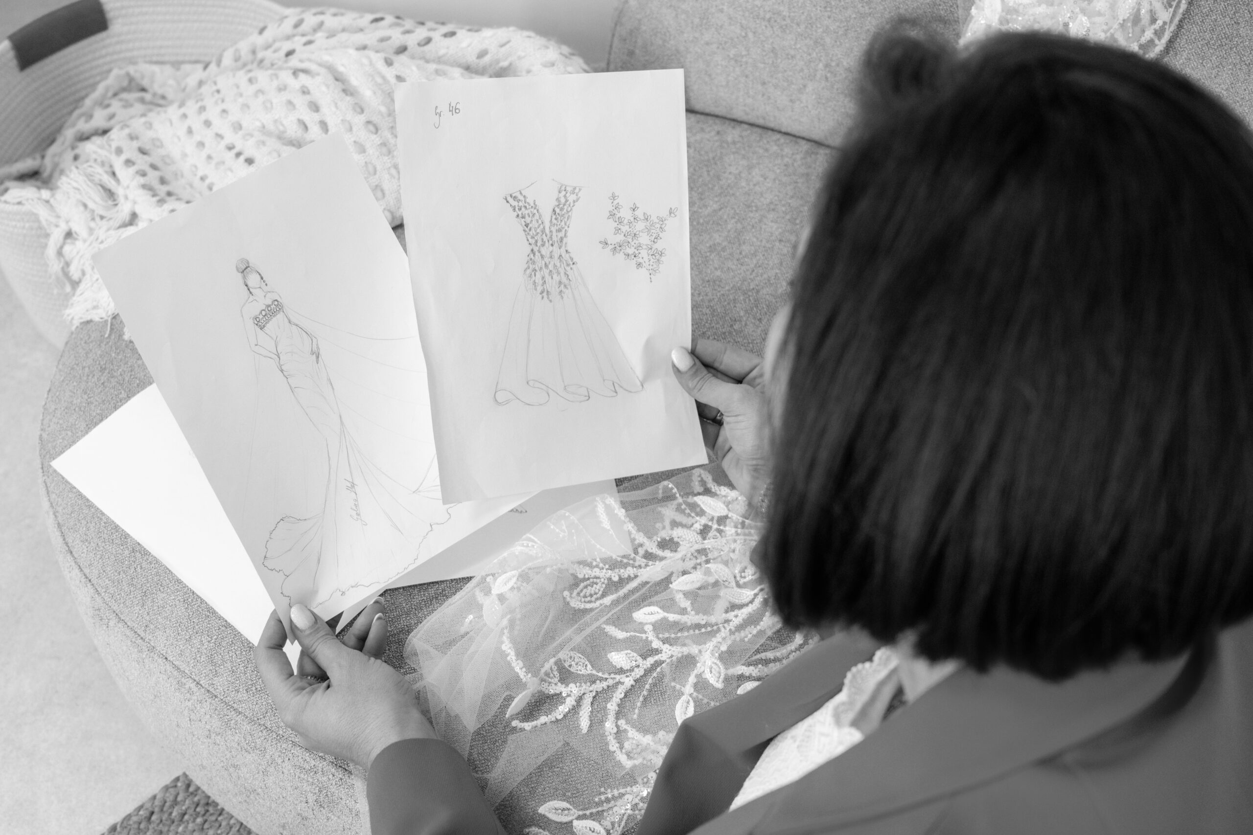 Modezeichnung eines Brautkleides von Galina Hoffmann