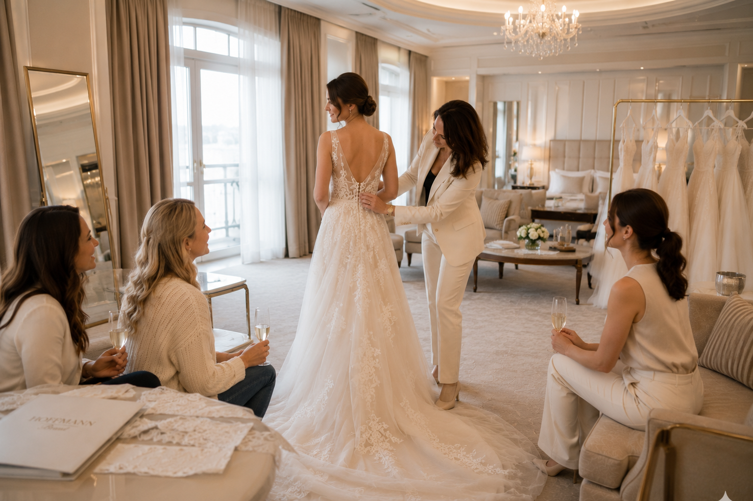 Persönliche Passformberatung am Brautkleid bei Hoffmann Braut