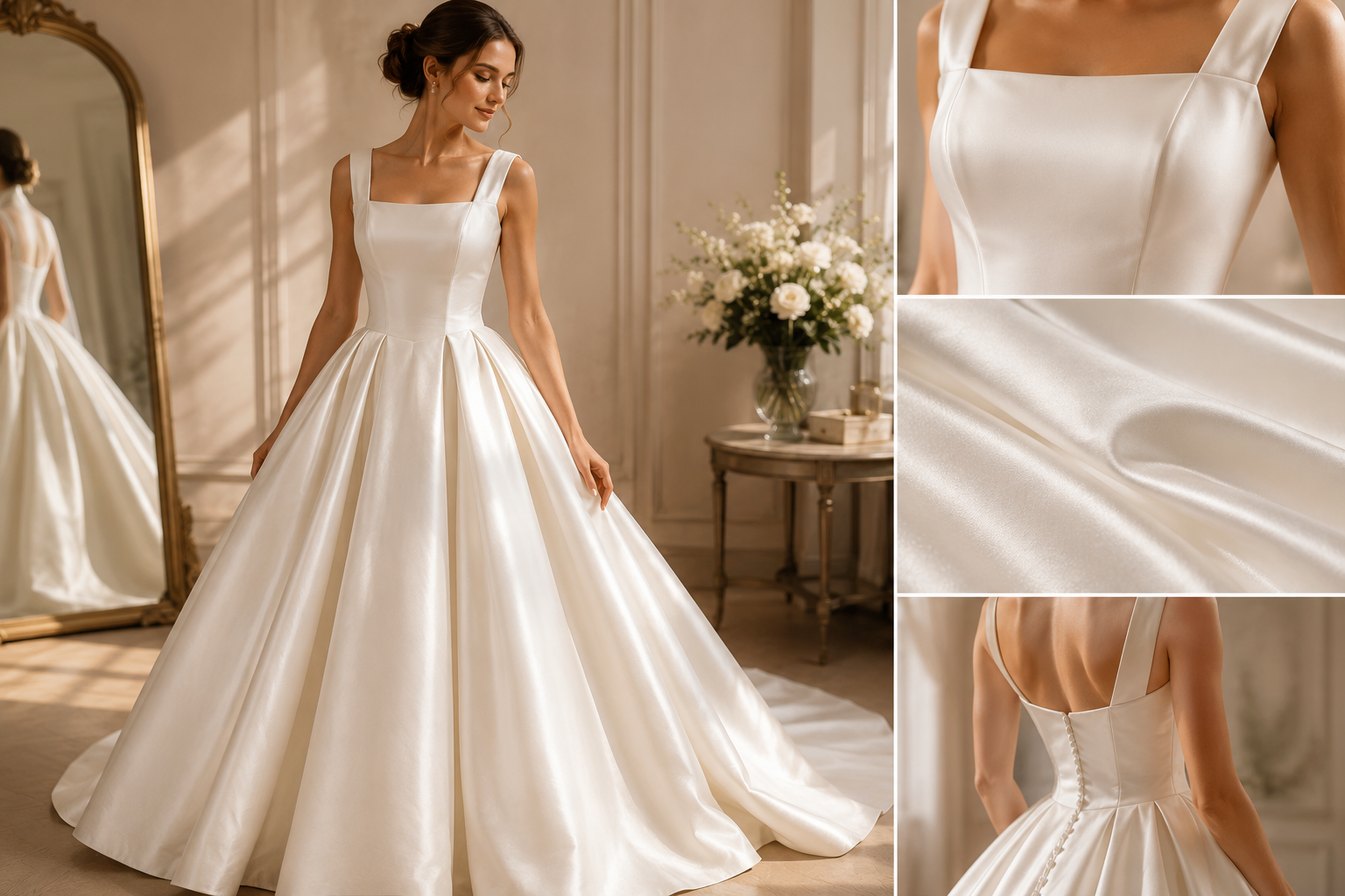 Warum sind manche Brautkleider so teuer? Brautkleid aus einem Taft Stoff