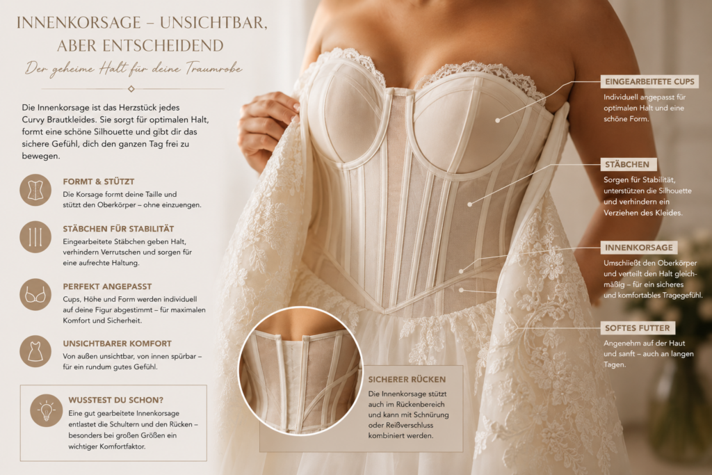 Curvy Brautkleid die Innenkorsage eines Brautkleides