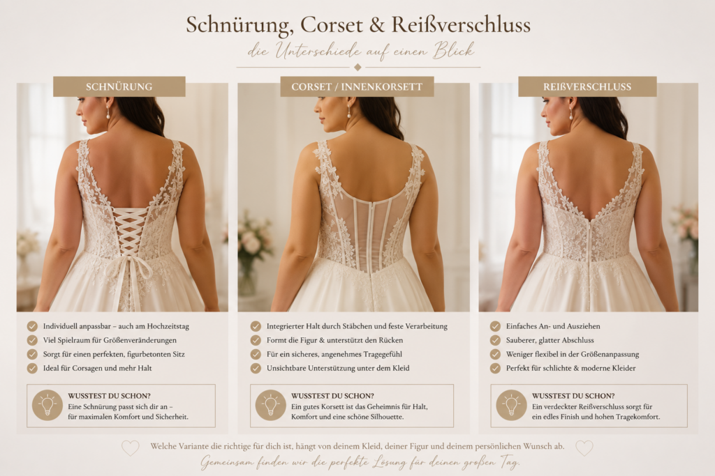 Curvy Brautkleid mit einer Schnürung oder Reisverschluss